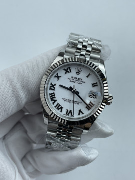 (준비완료/특급배송)NO.3605/롤렉스 데이저스트 31mm 여성용 시계 화이트 로만다이얼 플루티드 베젤 쥬빌레 밴드 (QP공장)